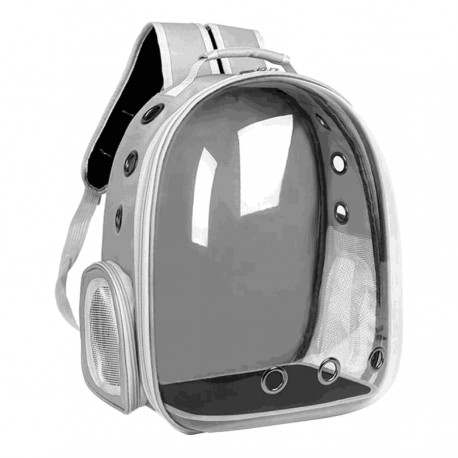 Mochila transportadora transparente gris