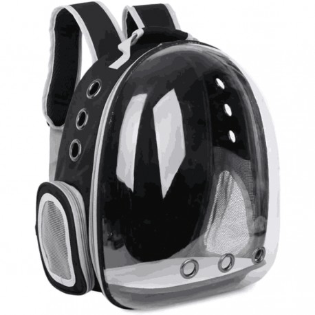 Mochila transportadora transparente negra