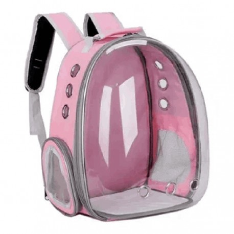 Mochila transportadora transparente rosa